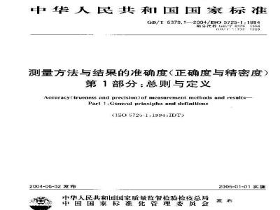GB/T 6379.1-2004 测量方法与结果的准确度(正确度与精密度) 第1部分：总则与定义