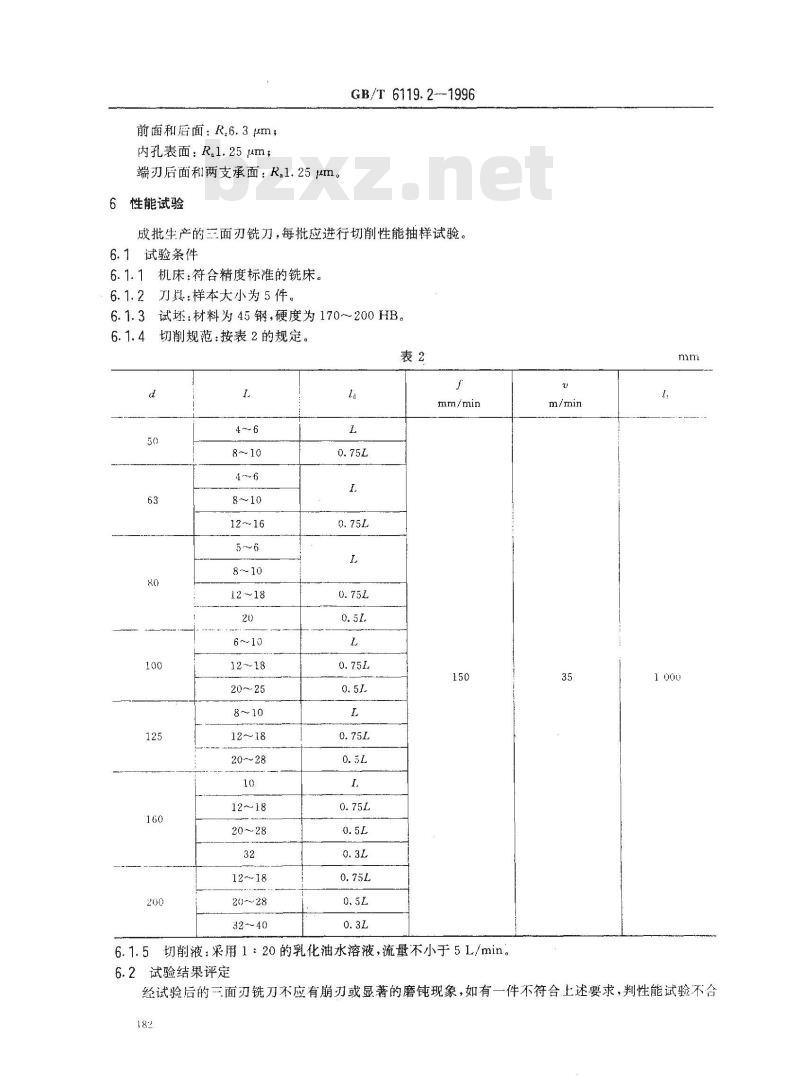GB/T 6119.2-1996 三面刃铣刀 技术条件 GB/T 6119.2-1996 三面刃铣刀 技术条件