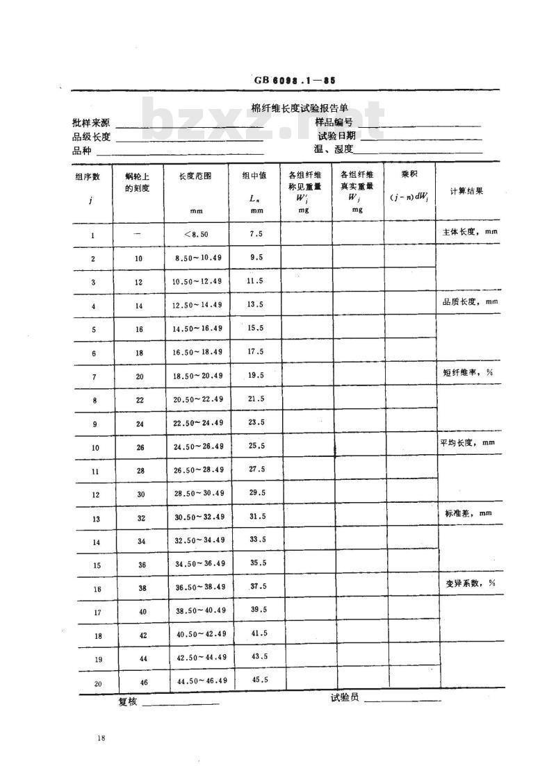 GB/T 6098.1-1985 棉纤维长度试验方法 罗拉式分析仪法 GB/T 6098.1-1985 棉纤维长度试验方法 罗拉式分析仪法
