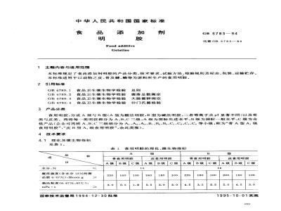 GB 6783-1994 食品添加剂 明胶