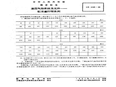 GB/T 2349-1980 液压气动系统及元件 缸活塞行程系列