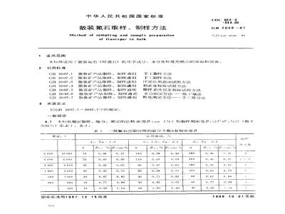 GB 2008-1987 散装氟石取样、制样方法