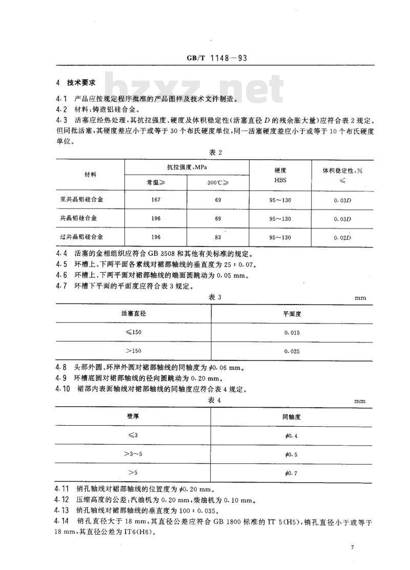 GB/T 1148-1993 内燃机铝活塞技术条件 GB/T 1148-1993 内燃机铝活塞技术条件