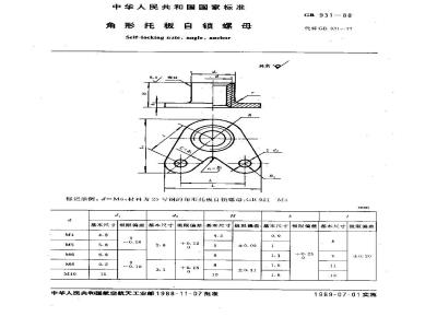 GB/T 931-1988 角形托板自锁螺母