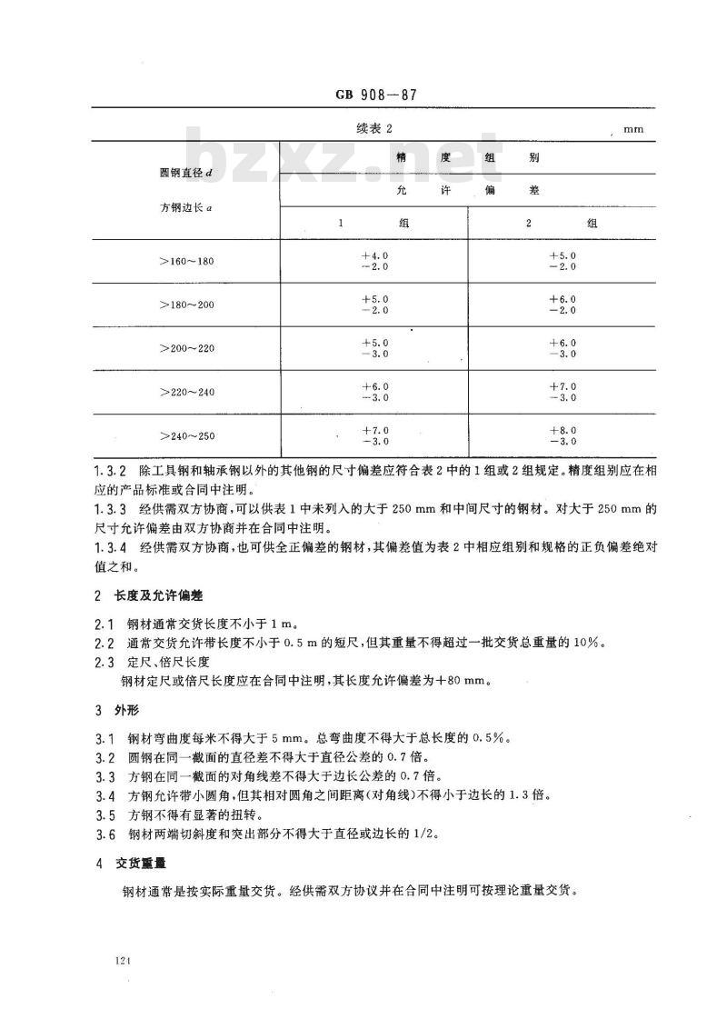 GB/T 908-1987 锻制圆钢和方钢尺寸、外形、重量及允许偏差 GB/T 908-1987 锻制圆钢和方钢尺寸、外形、重量及允许偏差