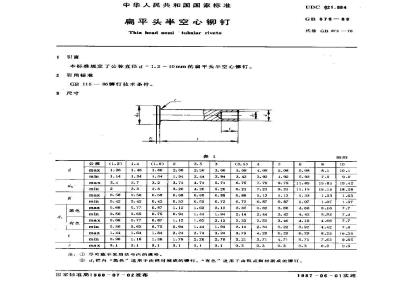 GB/T 875-1986 偏平头半空心铆钉