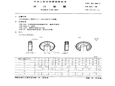 GB/T 851-1988 开口垫圈