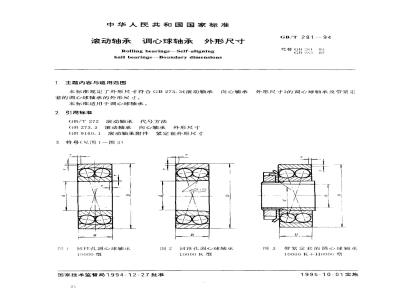 GB/T 281-1994 滚动轴承 调心球轴承 外形尺寸