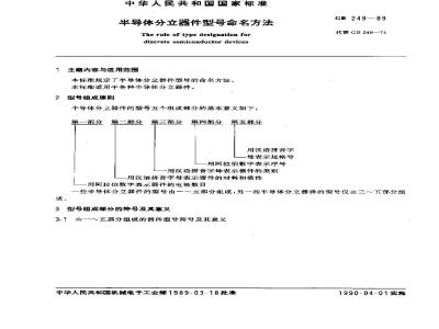 GB/T 249-1989 半导体分立器件型号命名方法
