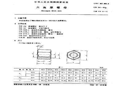 GB/T 56-1988 六角厚螺母