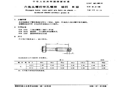 GB/T 31.2-1988 六角头螺植带孔螺栓 细杆 B级