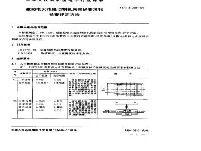SJ/T 31029-1994 数控电火花线切割机床完好要求和检查评定方法