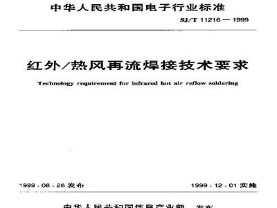 SJ/T 11216-1999 红外/热风再流焊接技术要求