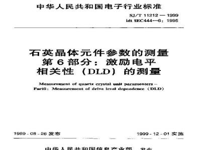 SJ/T 11212-1999 石英晶体元件参数的测量 第6部分：激励电平相关性(DLD)的测量