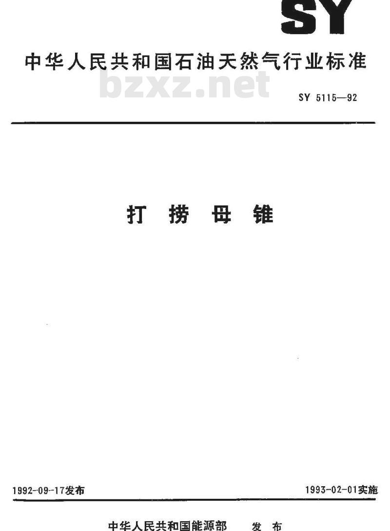 SY 5115-1992 打捞母锥