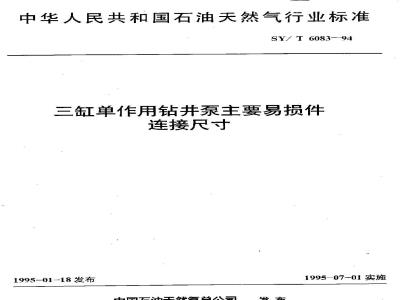 SY/T 6083-1994 三缸单作用钻井泵主要易损件连接尺寸