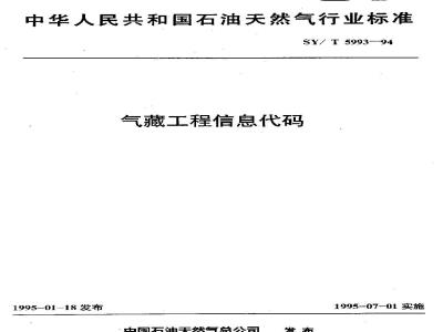 SY/T 5993-1994 Gas Reservoir Engineering Information Code