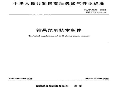 SY/T 5956-2004 钻具报废技术条件