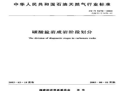 SY/T 5478-2003 碳酸盐岩成岩阶段划分