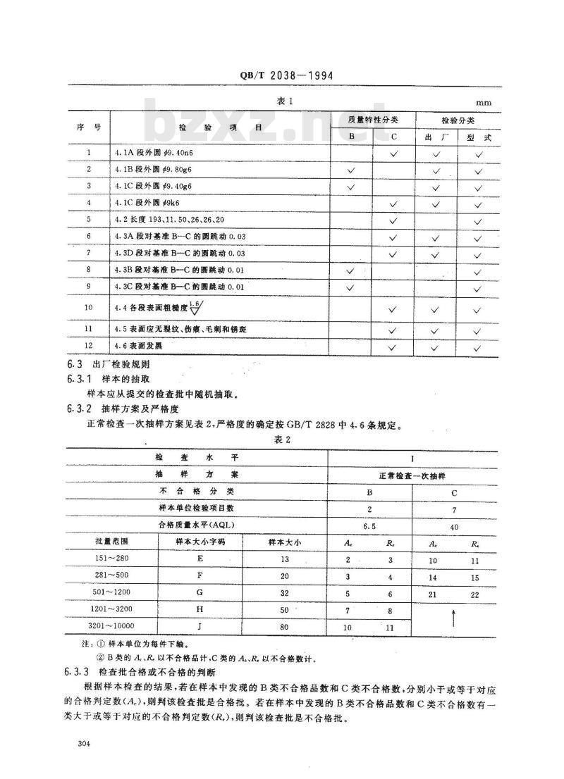QB/T 2038-1994 家用缝纫机下轴 QB/T 2038-1994 家用缝纫机下轴