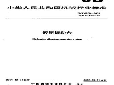 JB/T 8288-2001 Hydraulic vibration table