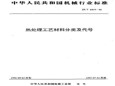 JB/T 8419-1996 热处理工艺材料分类及代号