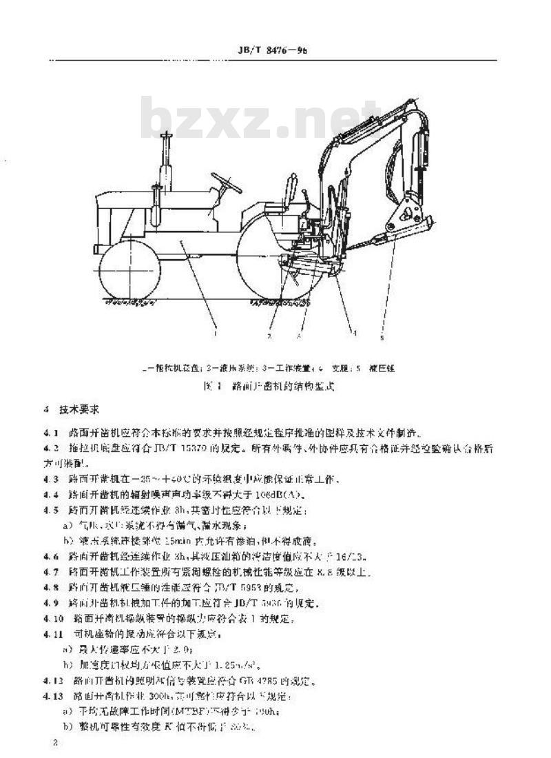 JB/T 8476-1996 路面开凿机 JB/T 8476-1996 路面开凿机