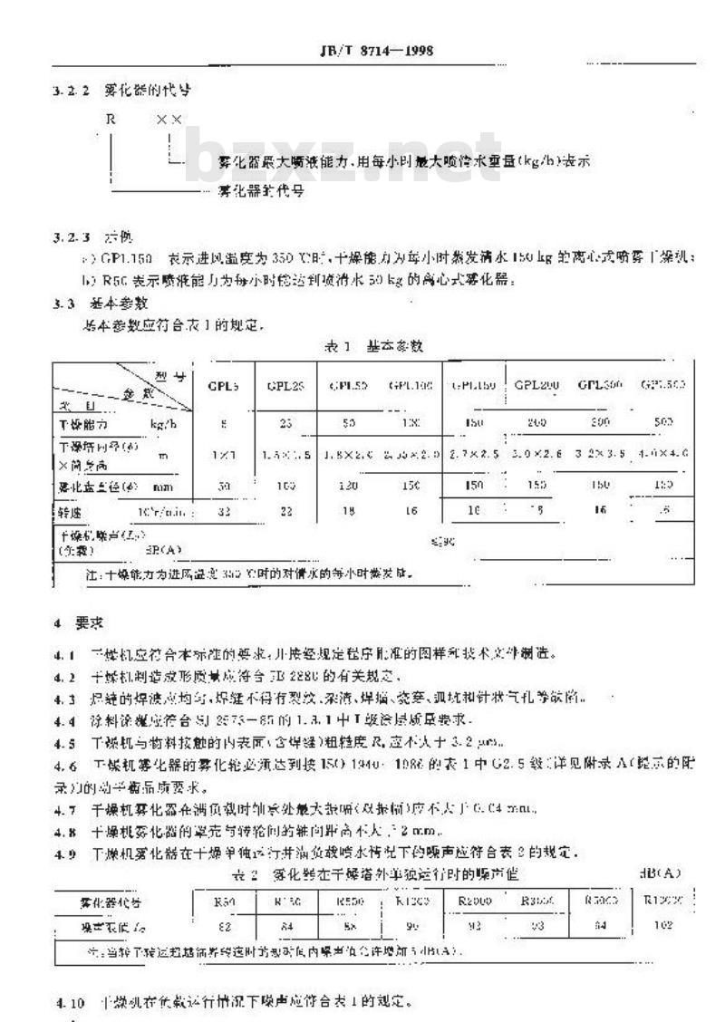 JB/T 8714-1998 离心式喷雾干燥机