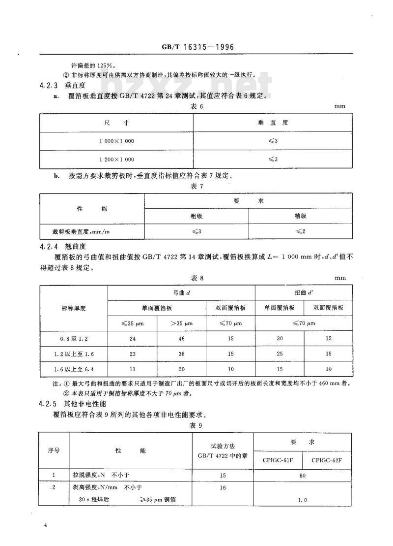 GB/T 16315-1996 印制电路用限定燃烧性的覆铜箔聚酰亚胺玻璃布层压板 GB/T 16315-1996 印制电路用限定燃烧性的覆铜箔聚酰亚胺玻璃布层压板