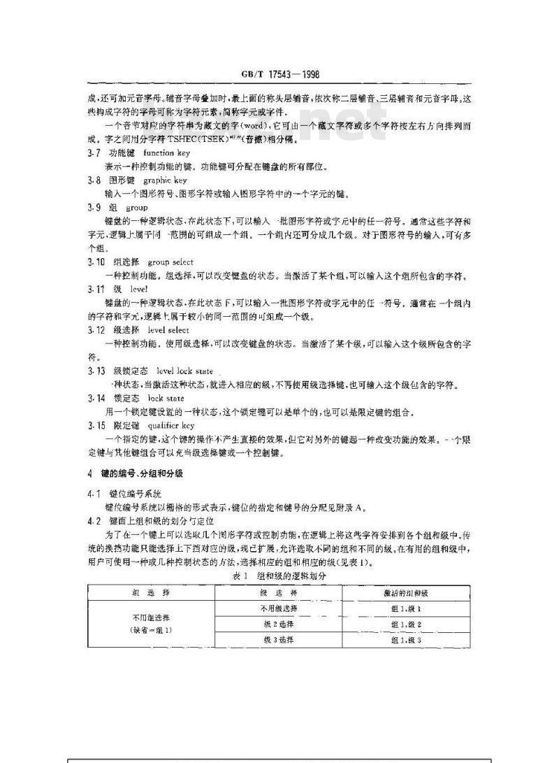 GB/T 17543-1998 信息技术 藏文编码字符集(基本集)键盘字母数字区的布局 GB/T 17543-1998 信息技术 藏文编码字符集(基本集)键盘字母数字区的布局