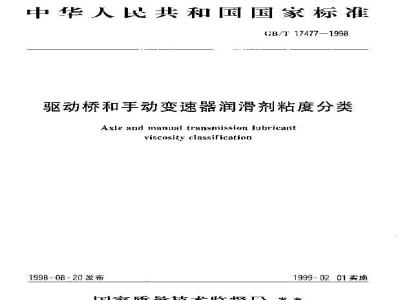 GB/T 17477-1998 驱动桥和手动变速器润滑剂粘度分类