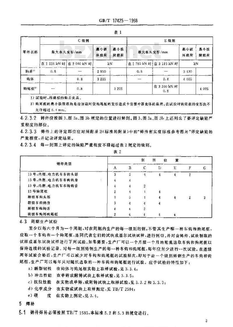 GB/T 17425-1998 货车车钩、钩尾框采购和验收技术条件 GB/T 17425-1998 货车车钩、钩尾框采购和验收技术条件
