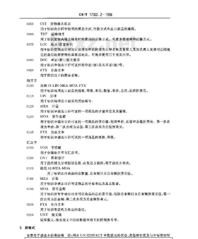GB/T 17302.2-1998 中华人民共和国出口许可证报文 GB/T 17302.2-1998 中华人民共和国出口许可证报文