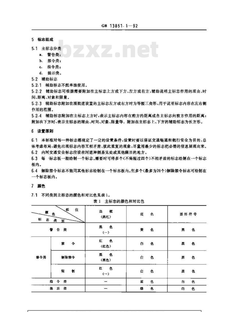 GB 13851.1-1992 内河交通安全标志 总则 GB 13851.1-1992 内河交通安全标志 总则