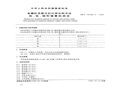 GB/T 16480.2-1996 金属钇及氧化钇化学分析方法 钽、钛、铜和镍量的测定