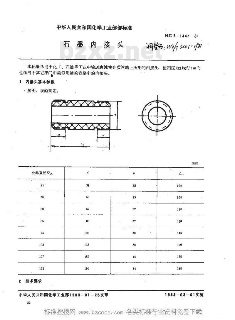 HG/T 3201-1981 石墨内接头 HG/T 3201-1981 石墨内接头