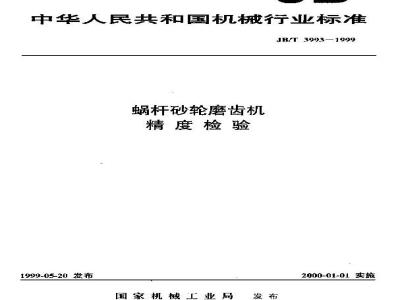 JB/T 3993-1999 蜗杆砂轮磨齿机 精度检验