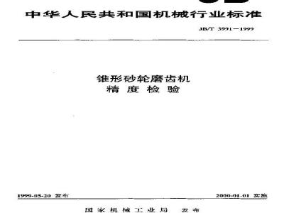 JB/T 3991-1999 锥形砂轮磨齿机 精度检验
