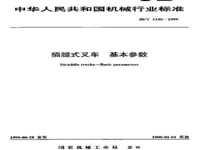 JB/T 3340-1999 Basic parameters of forklift trucks