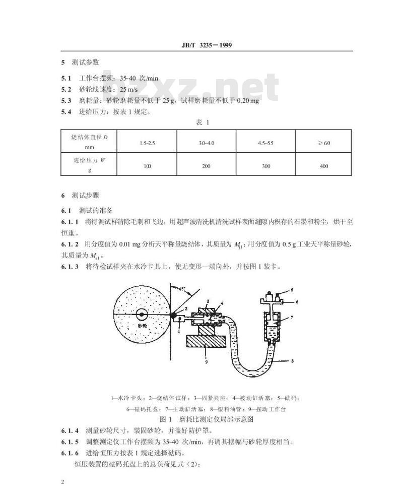 JB/T 3235-1999 人造金刚石烧结体磨耗比测定方法 JB/T 3235-1999 人造金刚石烧结体磨耗比测定方法