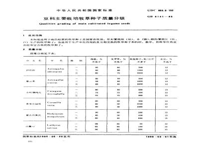 GB 6141-1985 豆科主要栽培牧草种子质量分级