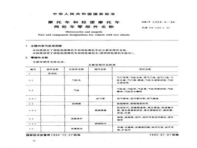 GB/T 5359.4-1994 摩托车和轻便摩托车两轮车零部件名称