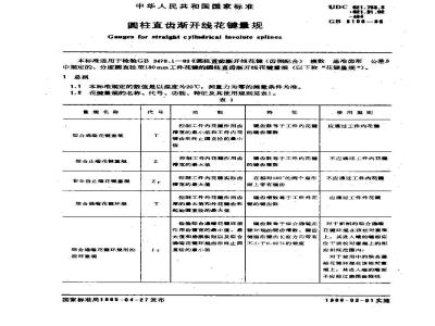 GB/T 5106-1985 圆柱直齿渐开线花键量规
