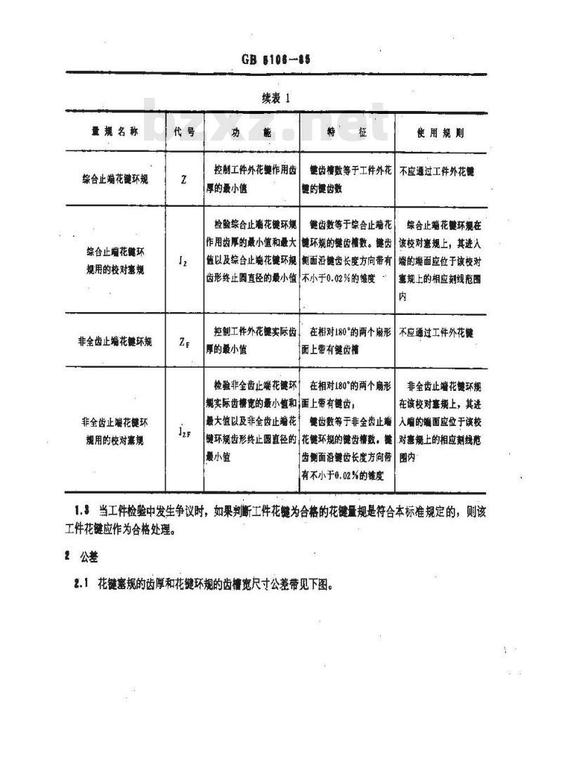 GB/T 5106-1985 圆柱直齿渐开线花键量规