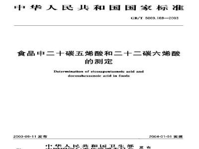 GB/T 5009.168-2003 食品中二十碳五烯酸和二十二碳六烯酸的测定