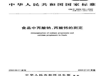 GB/T 5009.120-2003 食品中丙酸钠、丙酸钙的测定