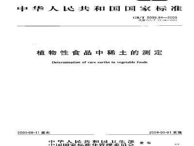 GB/T 5009.94-2003 植物性食品中稀土的测定