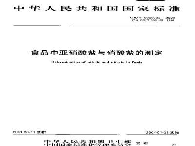 GB/T 5009.33-2003 食品中亚硝酸盐与硝酸盐的测定