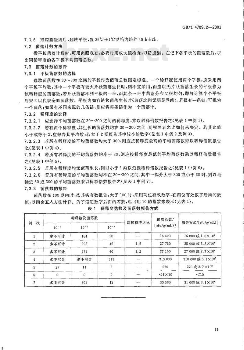 GB/T 4789.2-2003 食品卫生微生物学检验 菌落总数测定