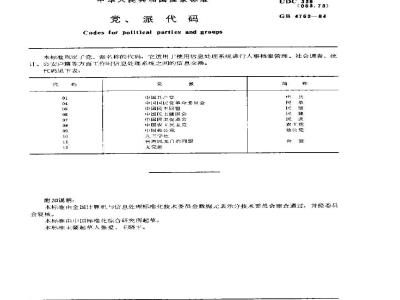 GB/T 4763-1984 党、派代码